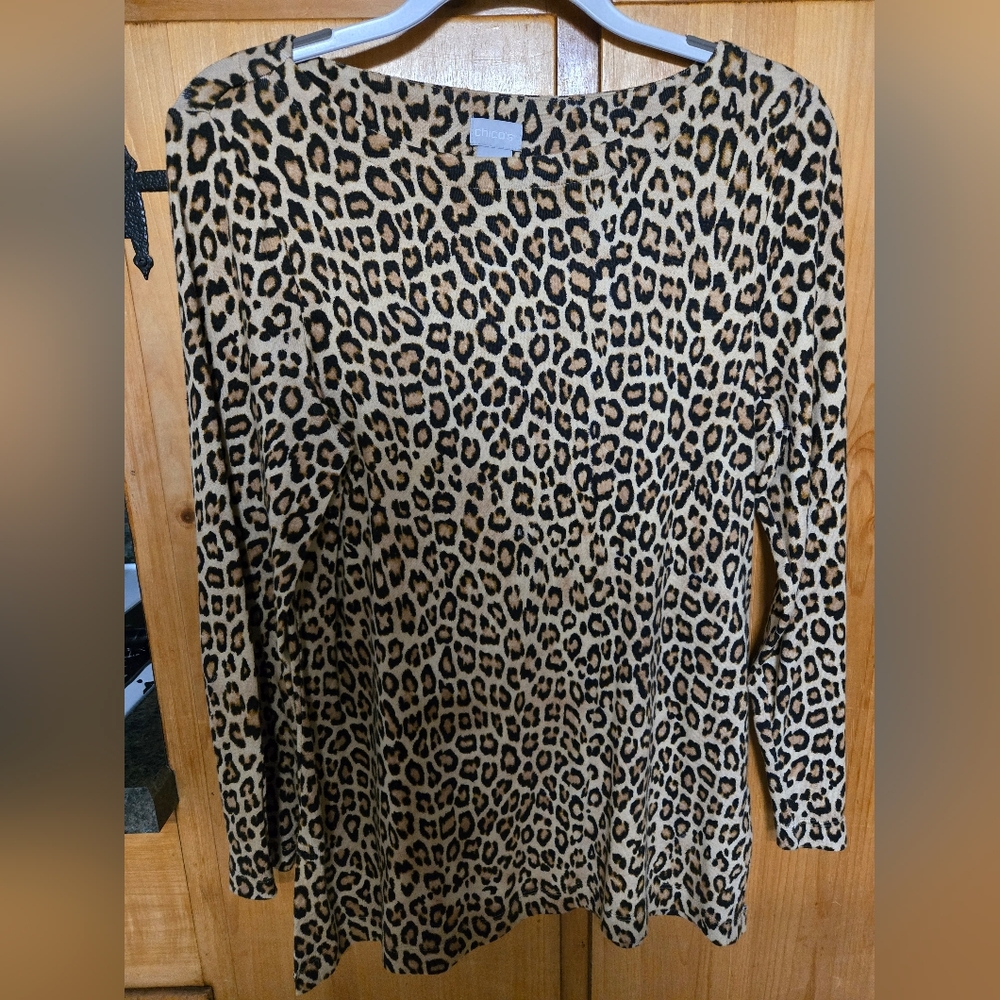 Chico's Leopard Print Long Sleeve Top
